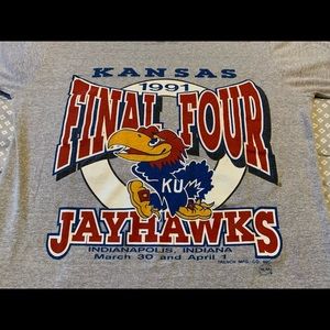 Vintage Kansas Jayhawks 1991 NCAA Final Four Gray T Shirt Size M